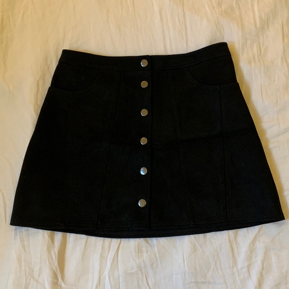 Express Snap Button A-Line Mini Skirt